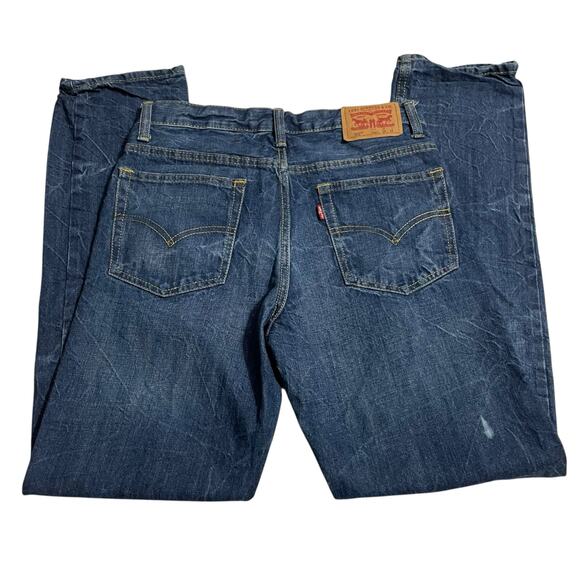 Levis 502 Jeans Youth Size 16 Big Boys Regular Fit Tapered Blue Denim Distressed - Picture 5 of 13